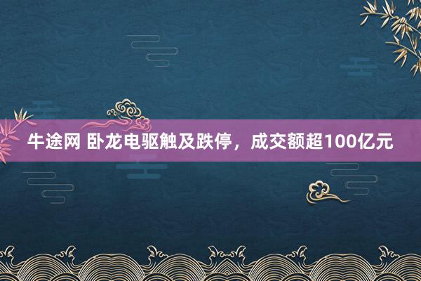 牛途网 卧龙电驱触及跌停，成交额超100亿元