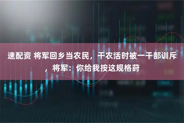 速配资 将军回乡当农民，干农活时被一干部训斥，将军：你给我按这规格莳
